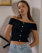WEST OF MELROSE Off The Shoulder Button Front Top image number 1