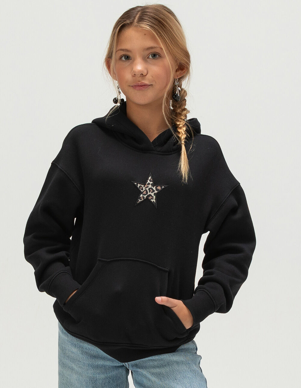 FULL TILT Leopard Star Girls Hoodie - BLACK | Tillys