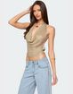 EDIKTED Shiny Knit Cowl Neck Backless Top image number 1