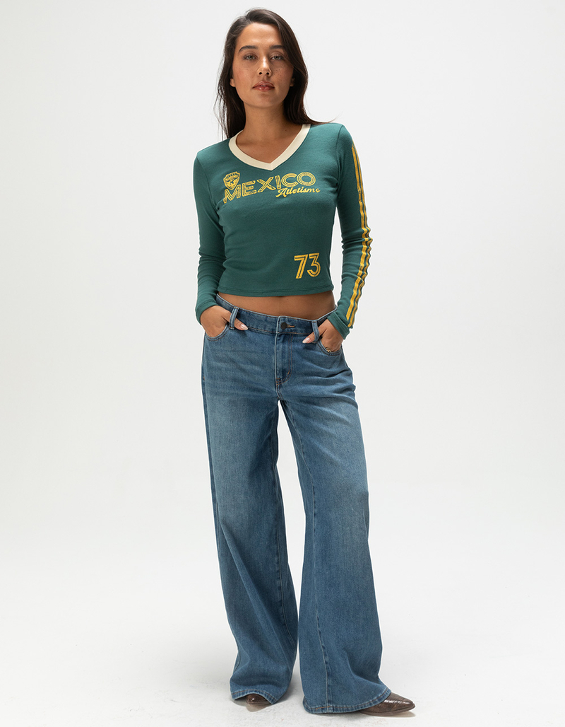 RSQ Womens Mid Rise Wide Leg Jeans image number 4