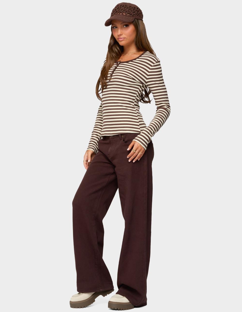EDIKTED Roma Striped Henley Top image number 3