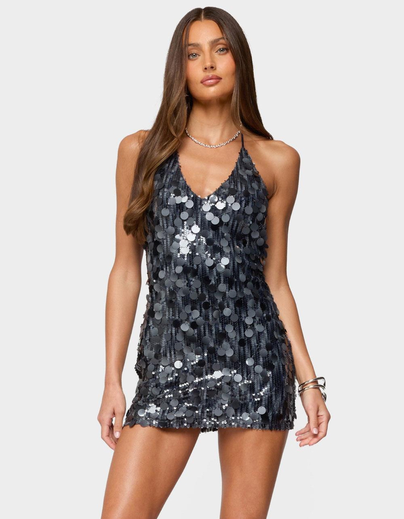 EDIKTED Carena Sequin Halter Mini Dress image number 0