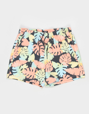 RSQ Mens Pastel Tropical Leaves 5" Swim Shorts Primary Image