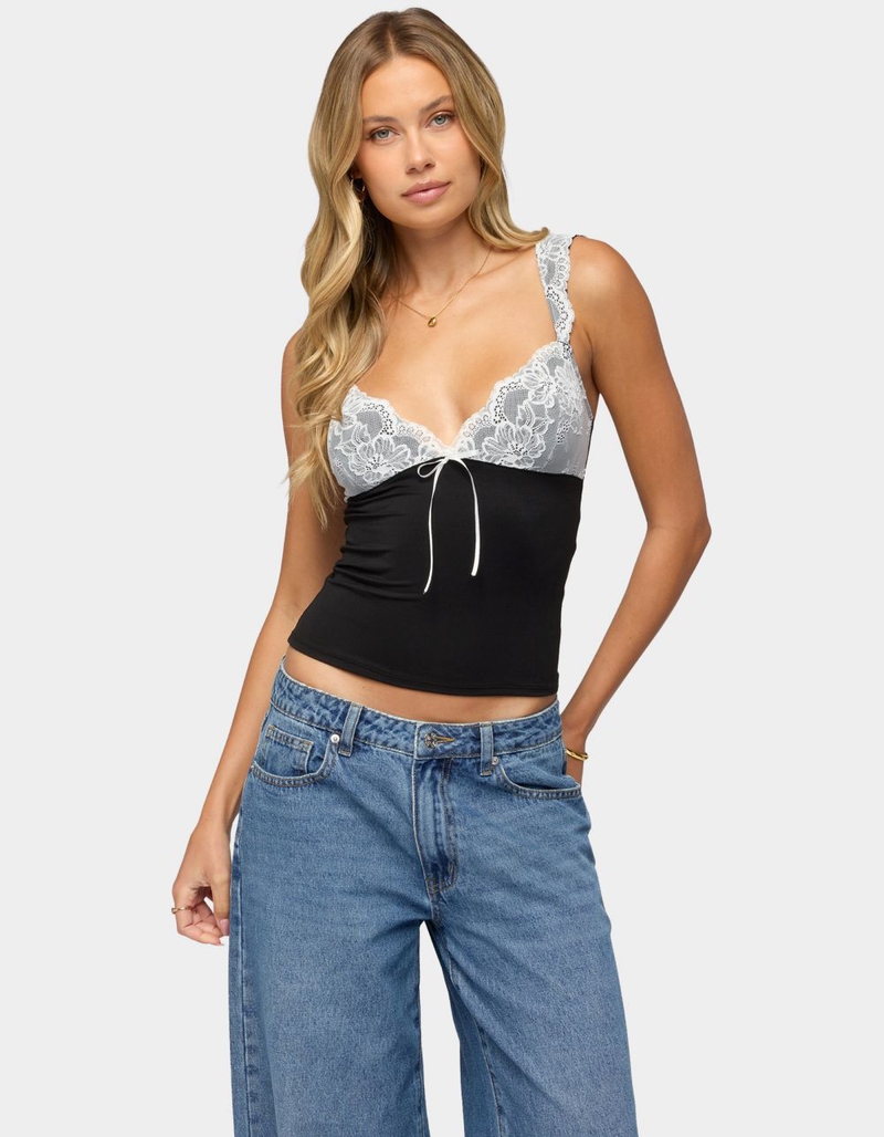 EDIKTED Troya Contrast Lacey Top image number 0