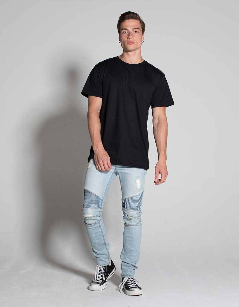 RSQ Seattle Moto Mens Skinny Tapered Ripped Jeans image number 1