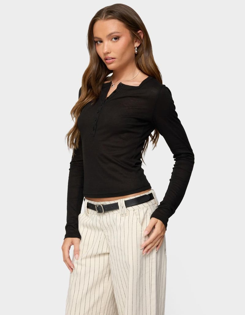 EDIKTED Nettie Ribbed Henley Top image number 1