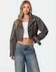 EDIKTED Washed Faux Leather Jacket image number 1