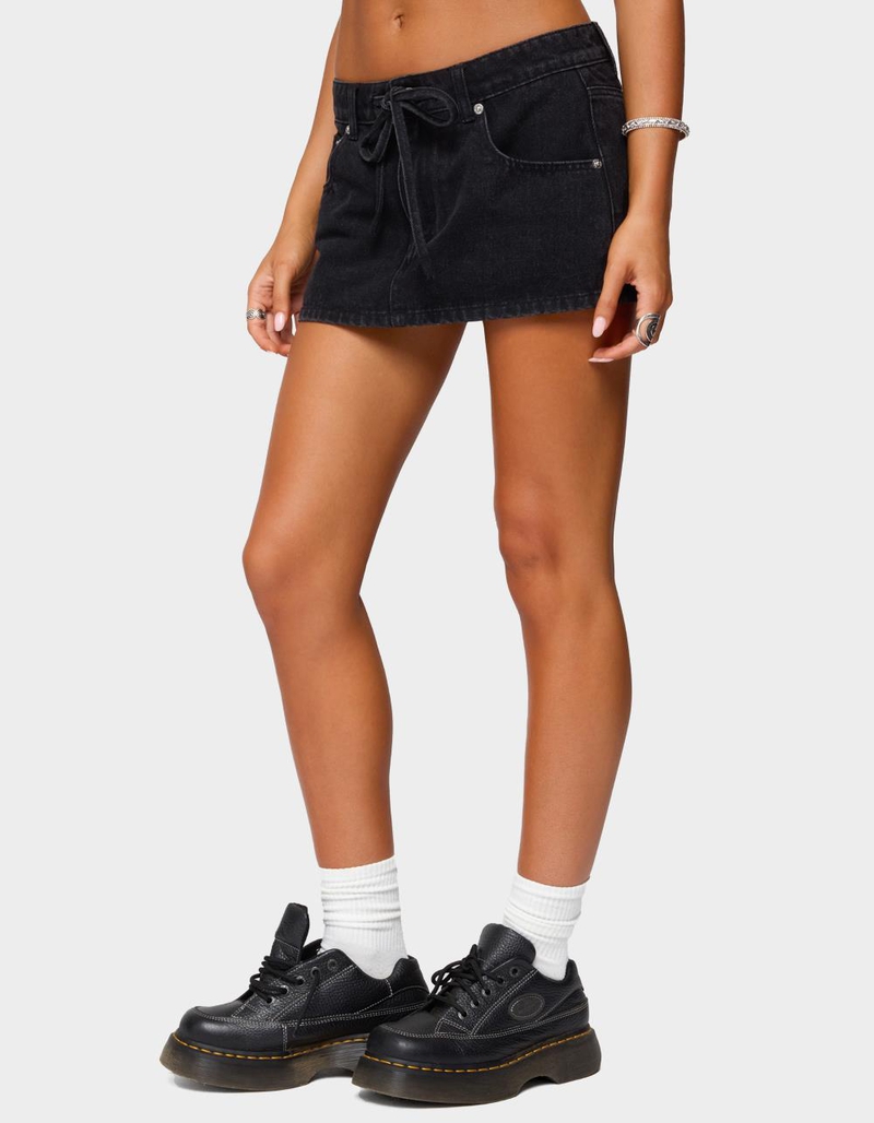 EDIKTED Ziggie Tie Front Denim Mini Skort image number 1