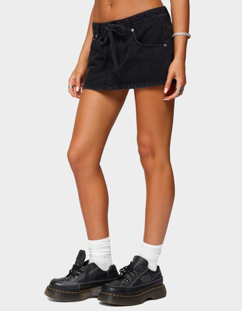 EDIKTED Ziggie Tie Front Denim Mini Skort Alternative Image