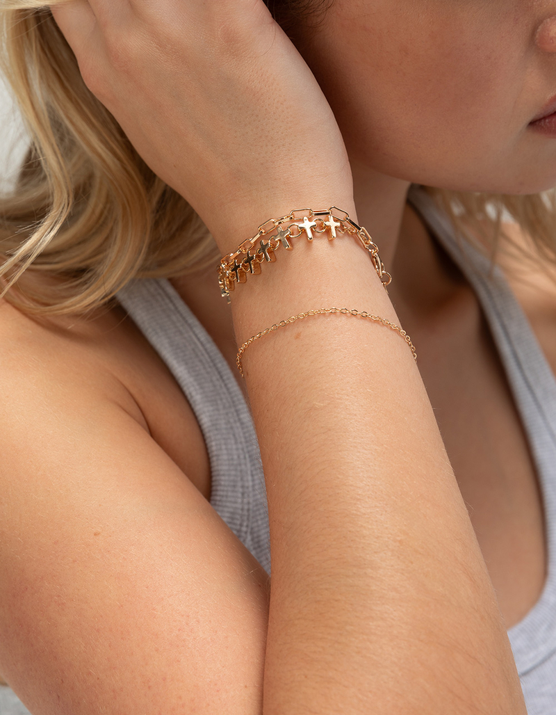 FULL TILT 3 Pack Multi Cross Chain Bracelets image number 3