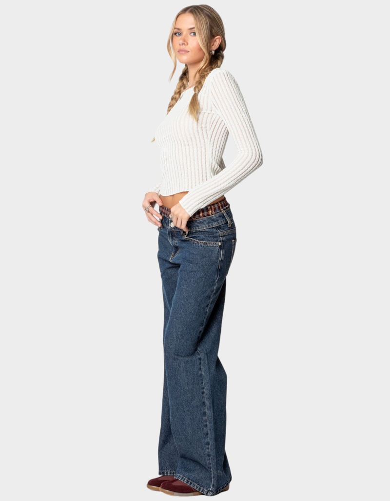 EDIKTED Textured Sheer Boat Neck Top image number 3