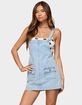 EDIKTED Overall Denim Mini Dress image number 1