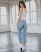 RSQ Wide Leg Light Wash Womens Crop Jeans image number 4