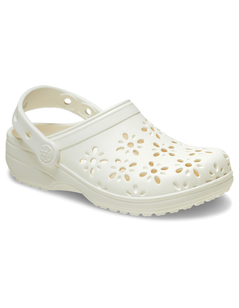 CROCS Floral Cut-Out Girls Classic Clogs Alternative Image