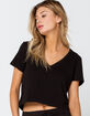 HEART & HIPS V-Neck Womens Black Crop Tee image number 1