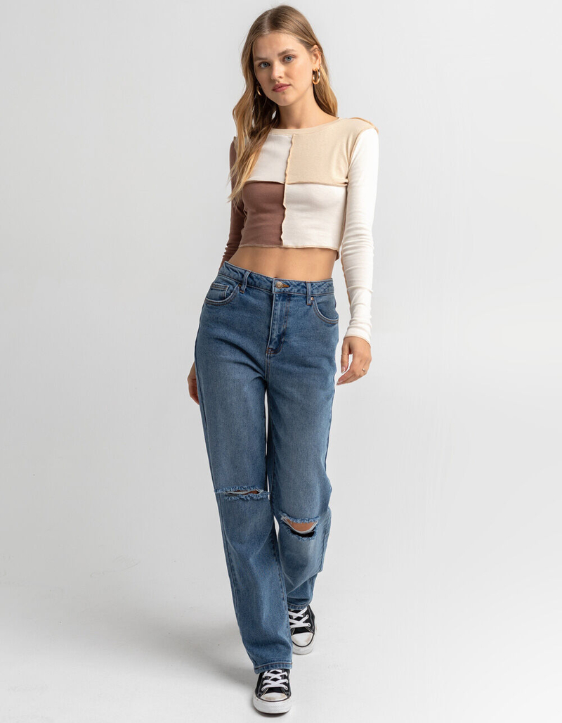 FULL TILT Exposed Seam Color Block Womens Tee image number 3