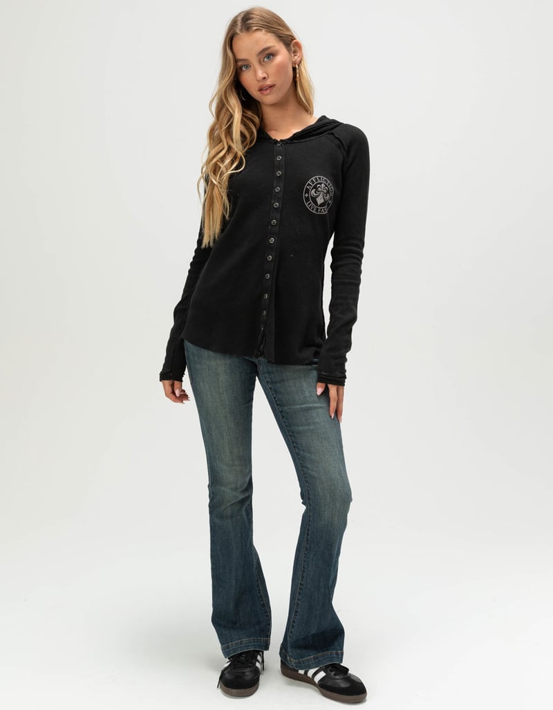 AFFLICTION Simulation Womens Button Up Thermal Hoodie image number 3