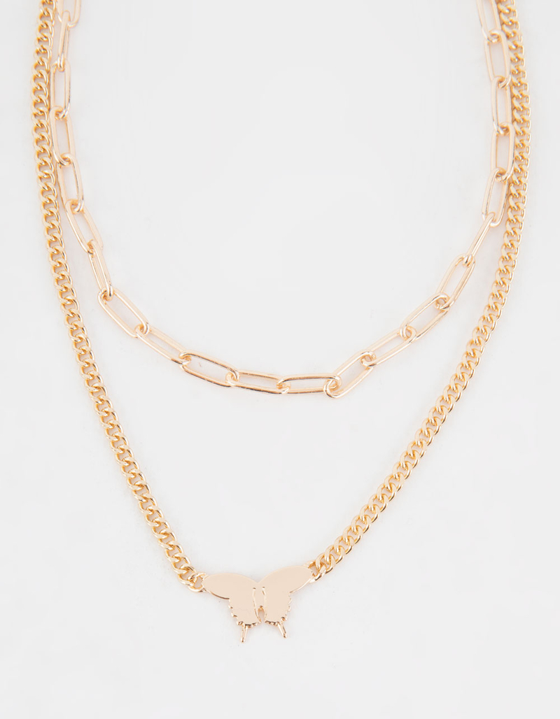 FULL TILT Butterfly Layered Chain Necklace image number 1