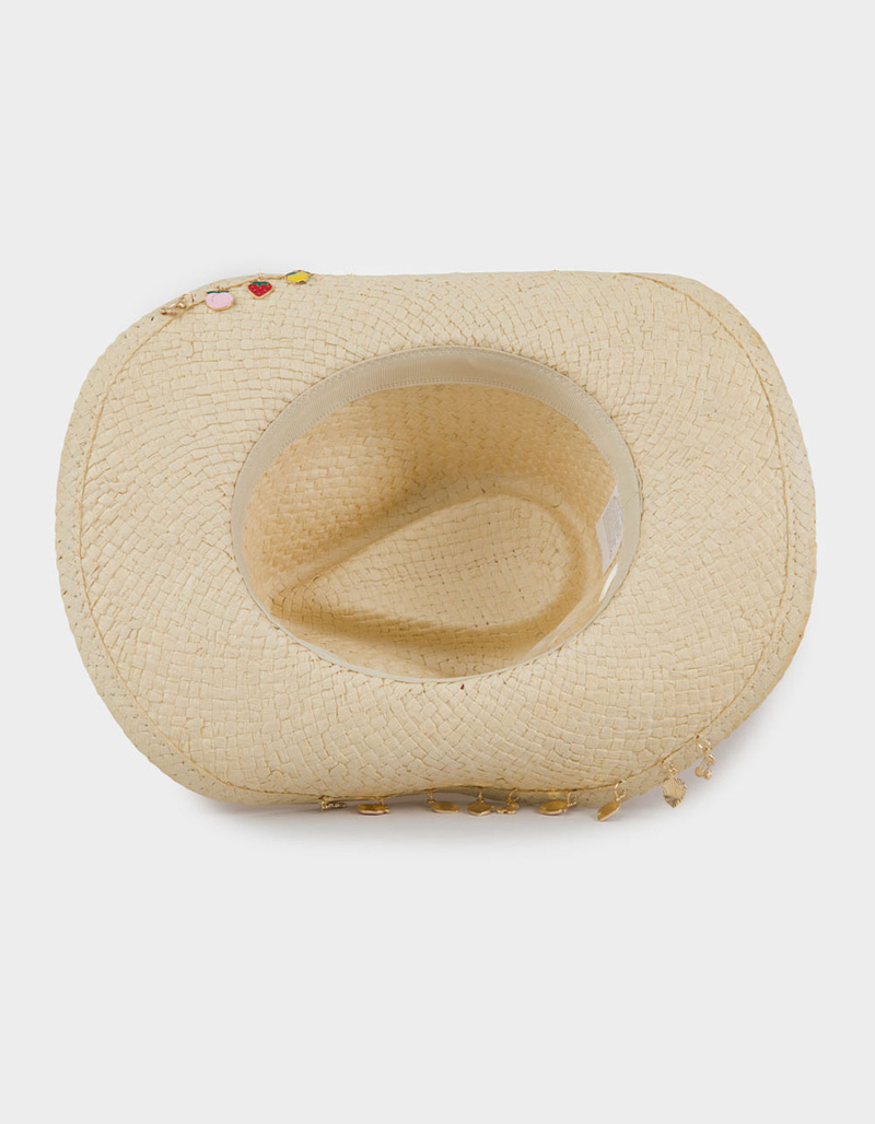 Multi Fruit Charm Straw Cowboy Hat image number 4