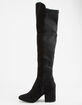 WILD DIVA Faux Suede Stretch Black Womens Over The Knee Boots image number 3