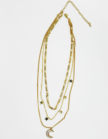 DO EVERYTHING IN LOVE 14K Gold Dipped Layered Moon & Star Necklace Primary Image