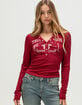 TRUE RELIGION Ribbed Faded Logo Womens Long Sleeve Henley Top image number 1