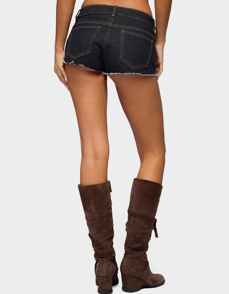 EDIKTED Devin Low Rise Micro Denim Shorts image number 2