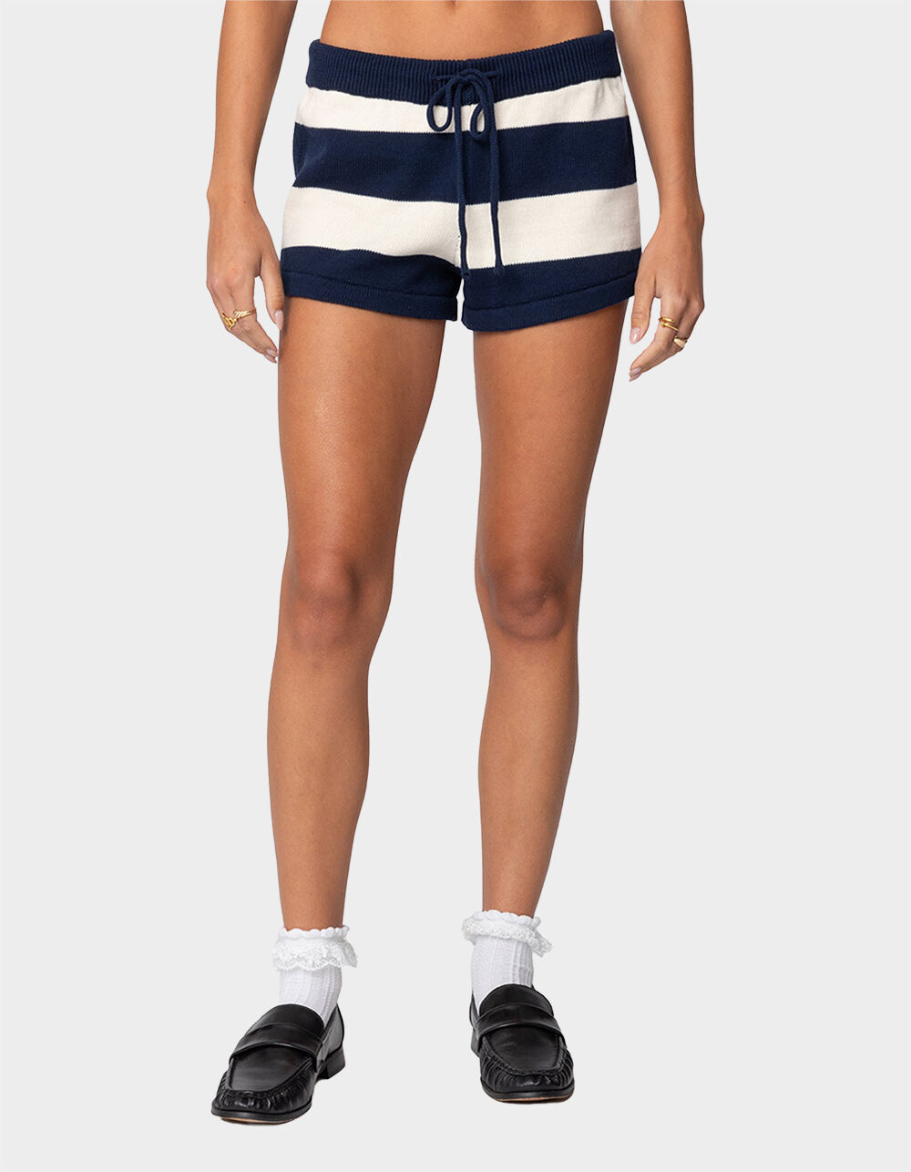 navy knit shorts