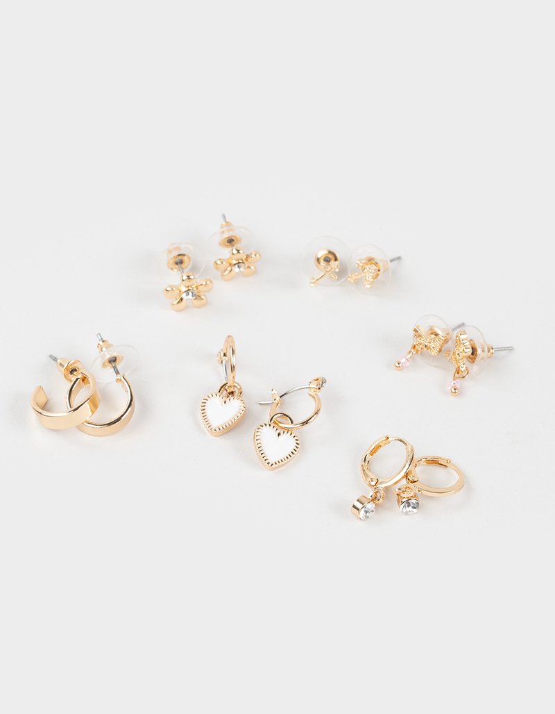 FULL TILT 6 Pack Heart/Cross/Butterfly Hoop Earrings image number 0