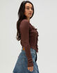 WEST OF MELROSE Lace Trim Womens Button Front Top image number 3