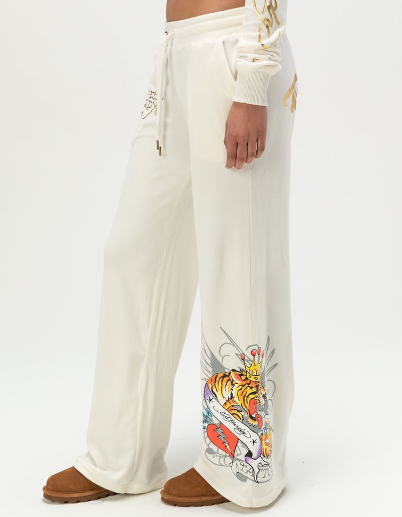 ED HARDY Tiger Crown Womens Velour Pants image number 2