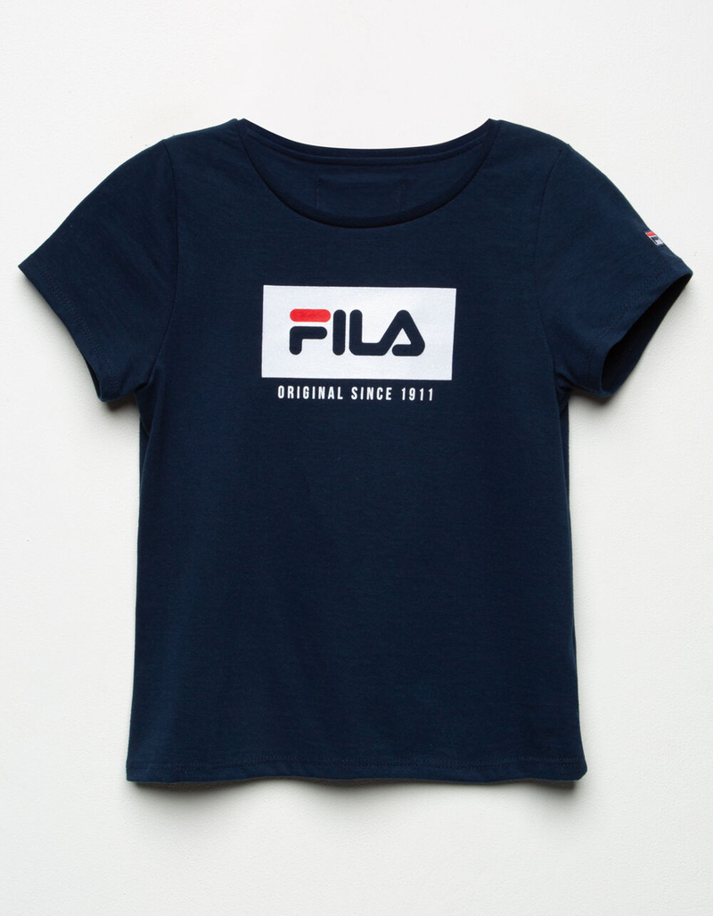 FILA Logo Box Navy Girls Tee image number 0
