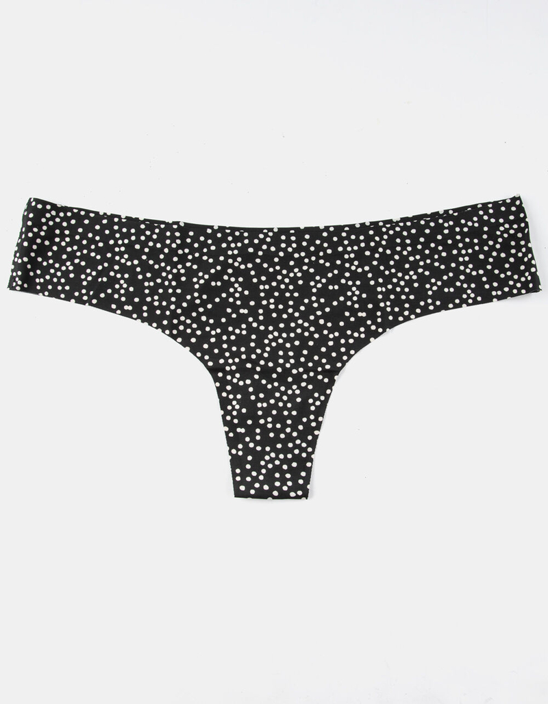 FULL TILT  Polka Dot Laser Cut Black & White Thong image number 0