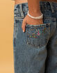 RSQ Girls Low Rise Embroidered Pocket Wide Leg Jeans image number 4