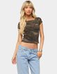 EDIKTED Lumielle Camo Boat Neck Top image number 1