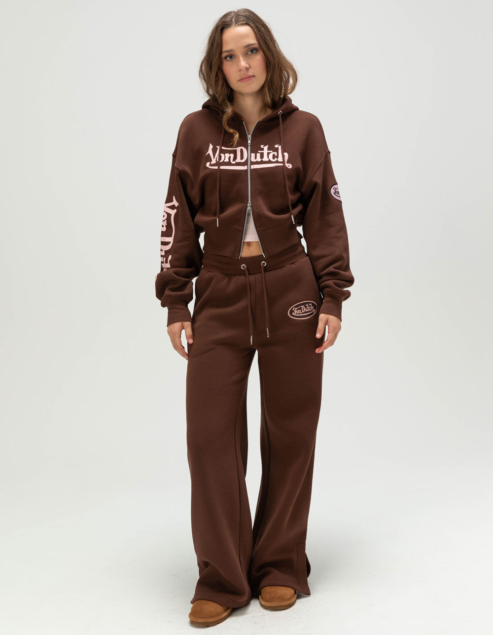 VON DUTCH Logo Womens Zip-Up Hoodie - BROWN | Tillys