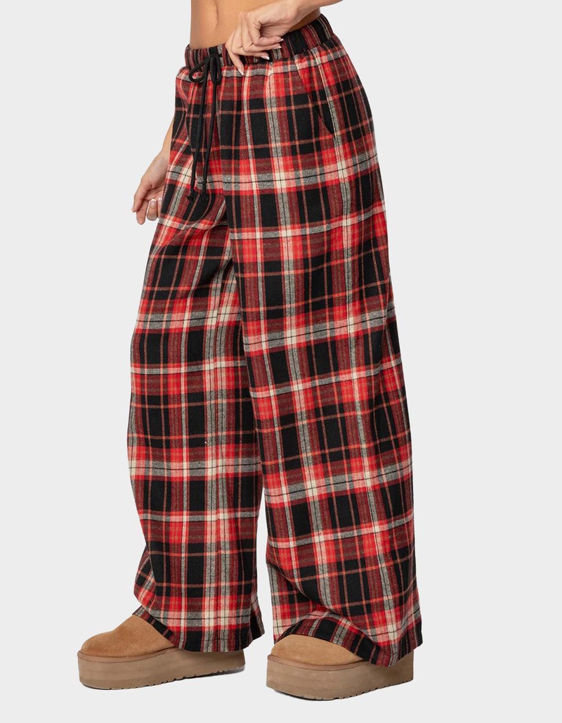 EDIKTED Lounge Around Plaid Wide Leg Pants image number 2