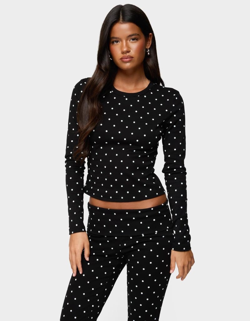 EDIKTED Daliya Polka Dot Long Sleeve Top image number 0