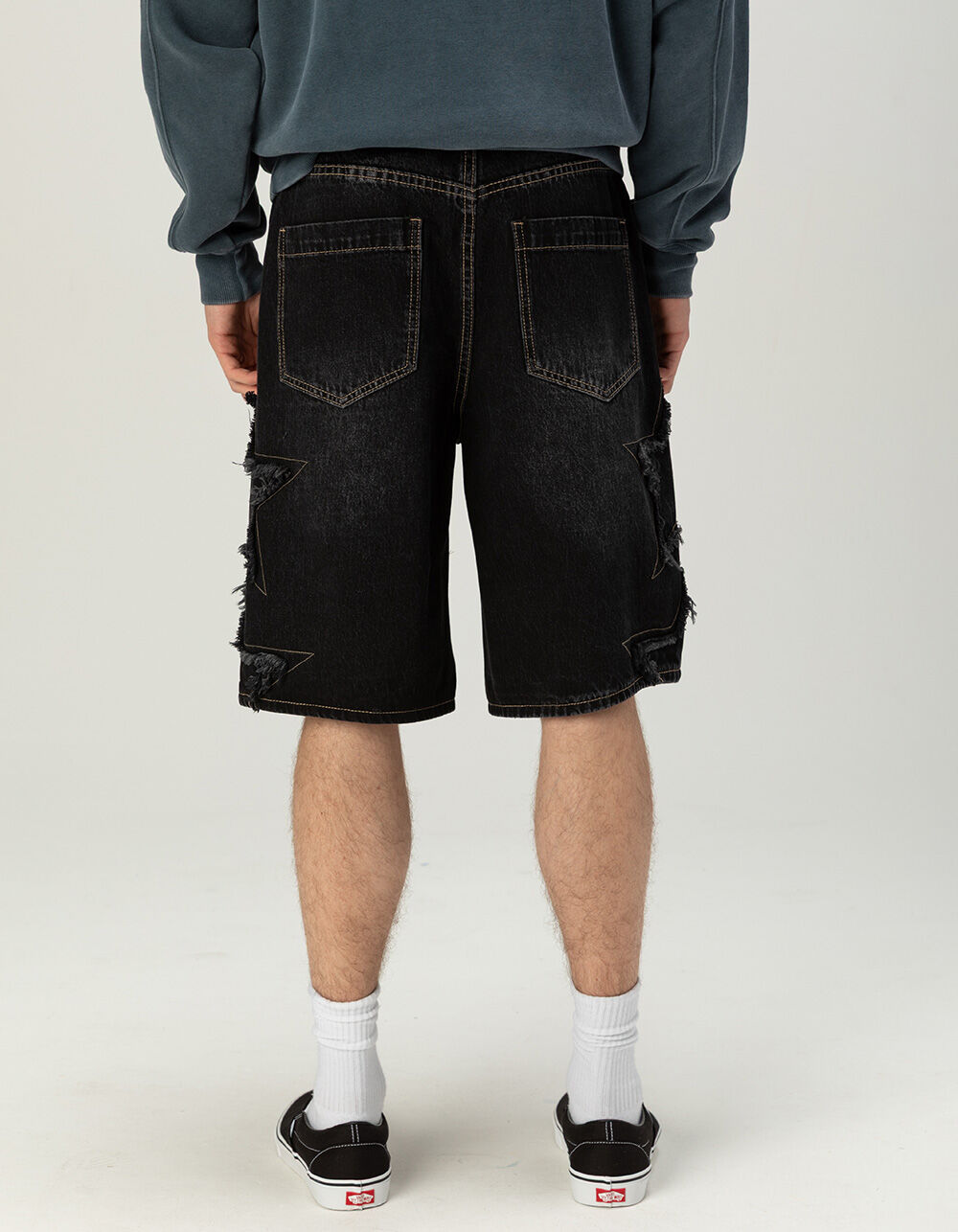 RSQ Mens Baggy Applique Jorts - WASHED BLACK | Tillys