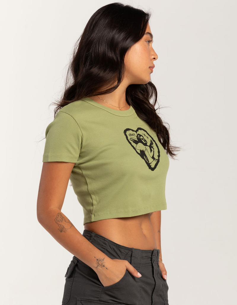 OBEY Cherub '89 Womens Rib Crop Tee image number 2