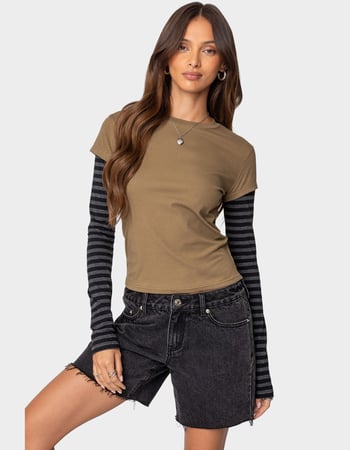 EDIKTED Eliana Layered Long Sleeve Tee Primary Image