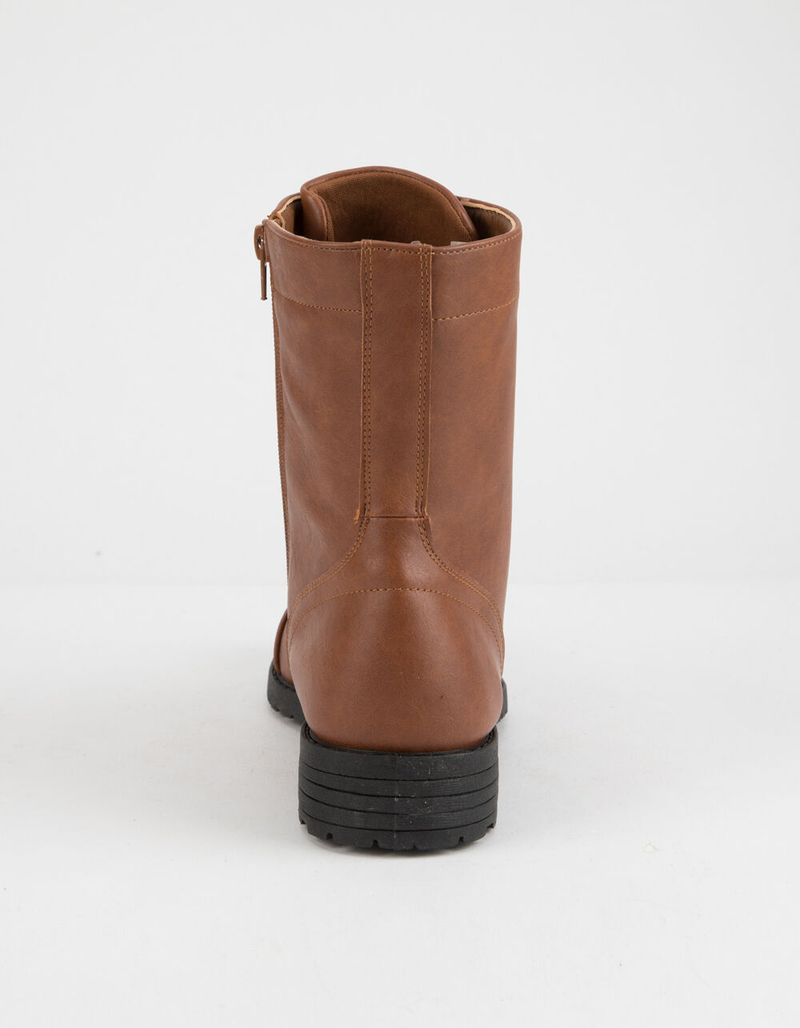 WILD DIVA Lace Up Cognac Womens Combat Boots image number 3