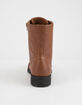 WILD DIVA Lace Up Cognac Womens Combat Boots image number 4