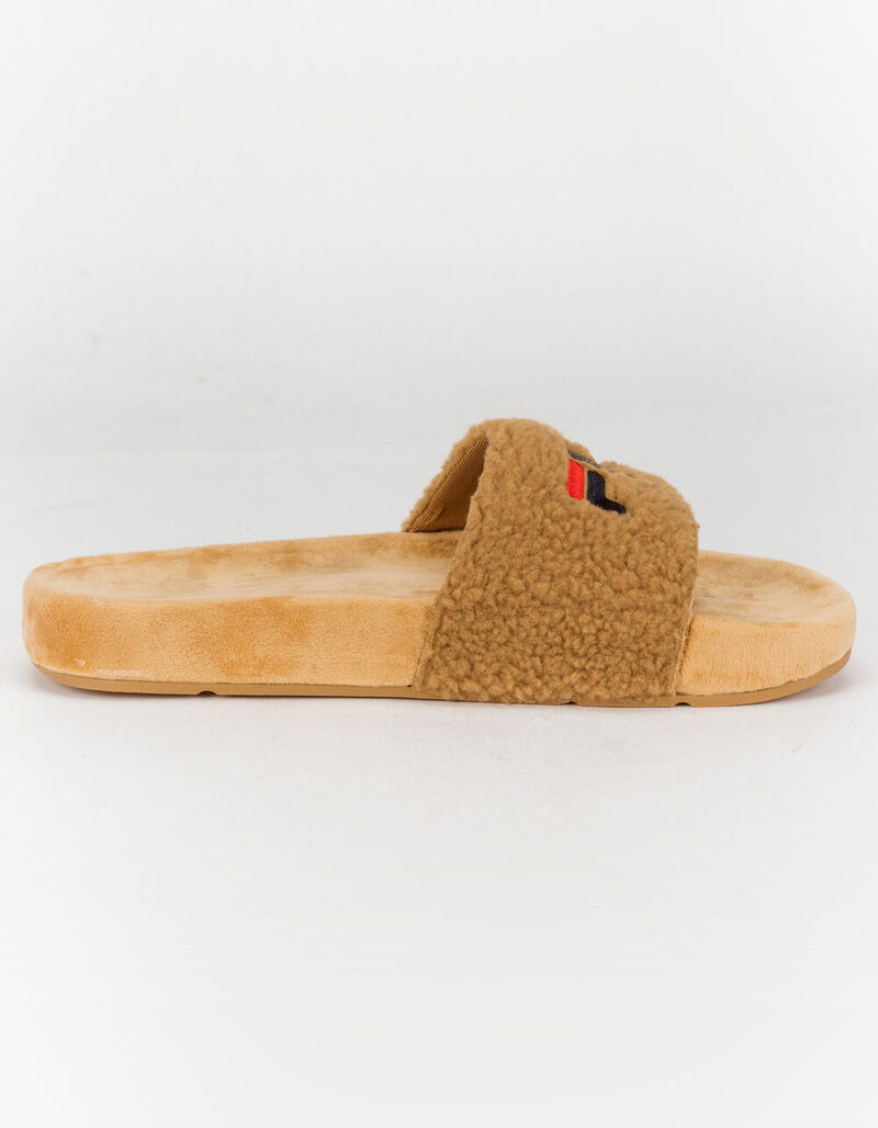 FILA Fuzzy Womens Beige Slide Sandals - BEIGE - 397354426