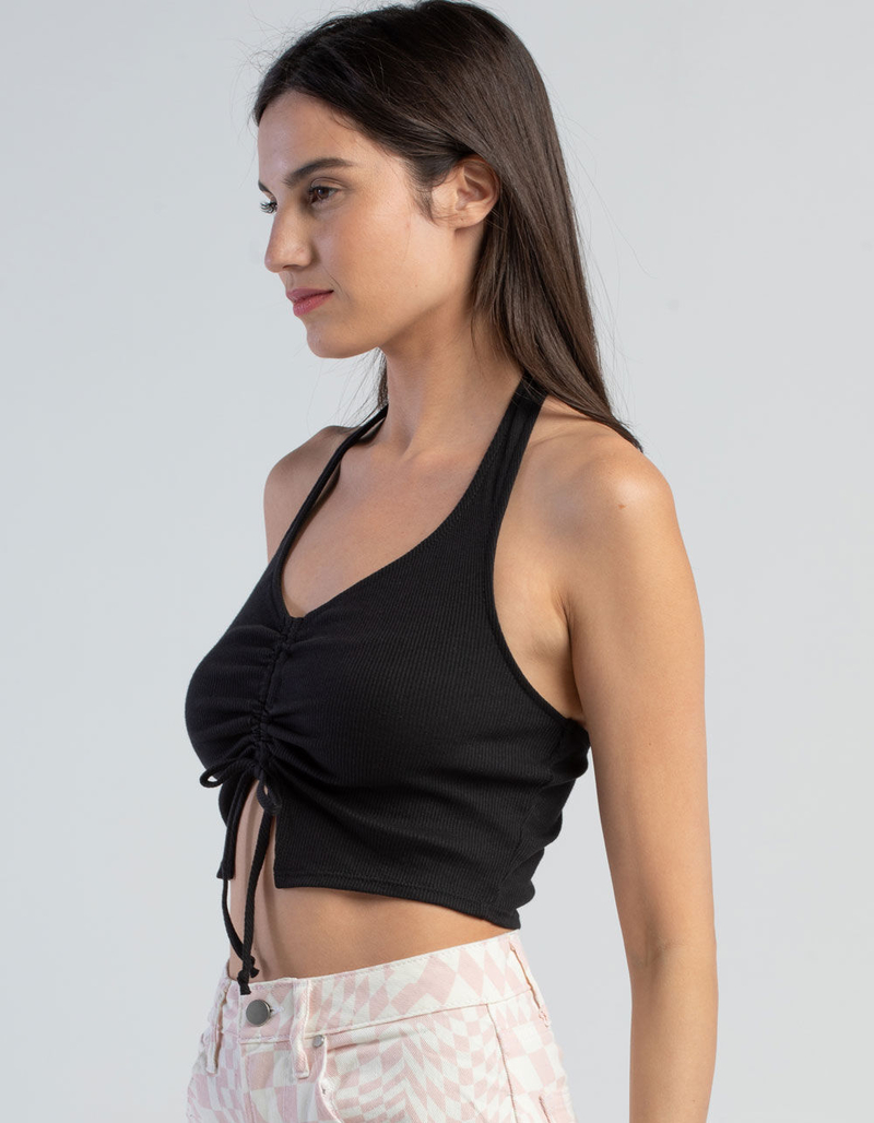 FULL TILT Solid Cinch Womens Halter Top BLACK Tillys