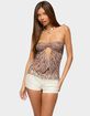 EDIKTED Zebra Cutout Sheer Mesh Strapless Top image number 1