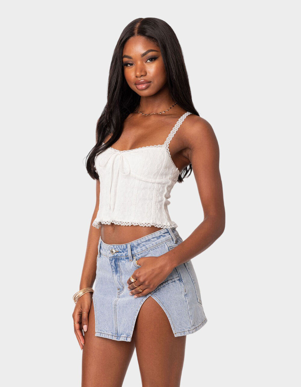 トップス kitty24ssMUSEdeDeuxiemeClasse *Mme EDIKTED Lacey Knit Tank Top - WHITE - M | Tillys