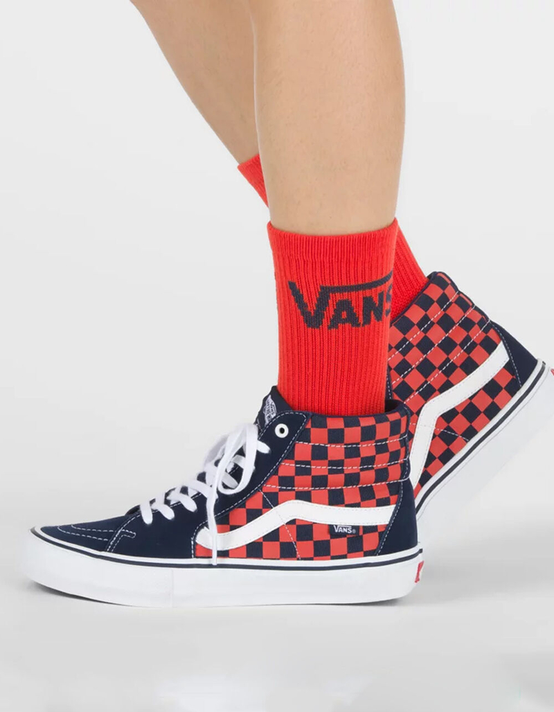 VANS Checkerboard Sk8-Hi Pro Mens Navy & Orange Shoes image number 3