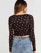 GOOD LUCK GEM Ditsy Cinch Side Womens Black Tee image number 3