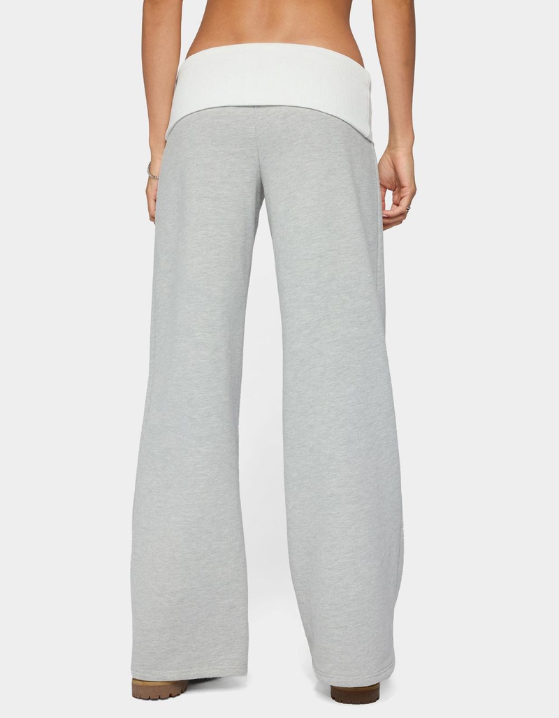 EDIKTED Idha Contrast Foldover Baggy Sweatpants image number 2
